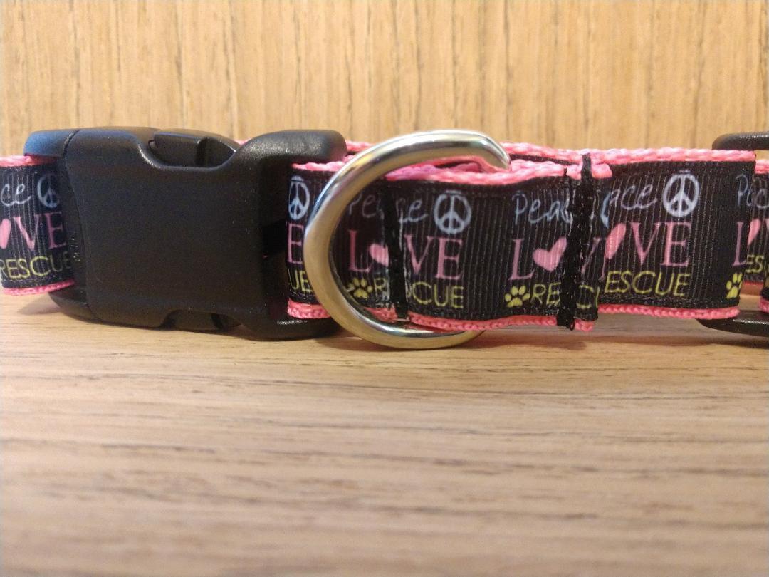 Peace Love and Rescue Dog Collar