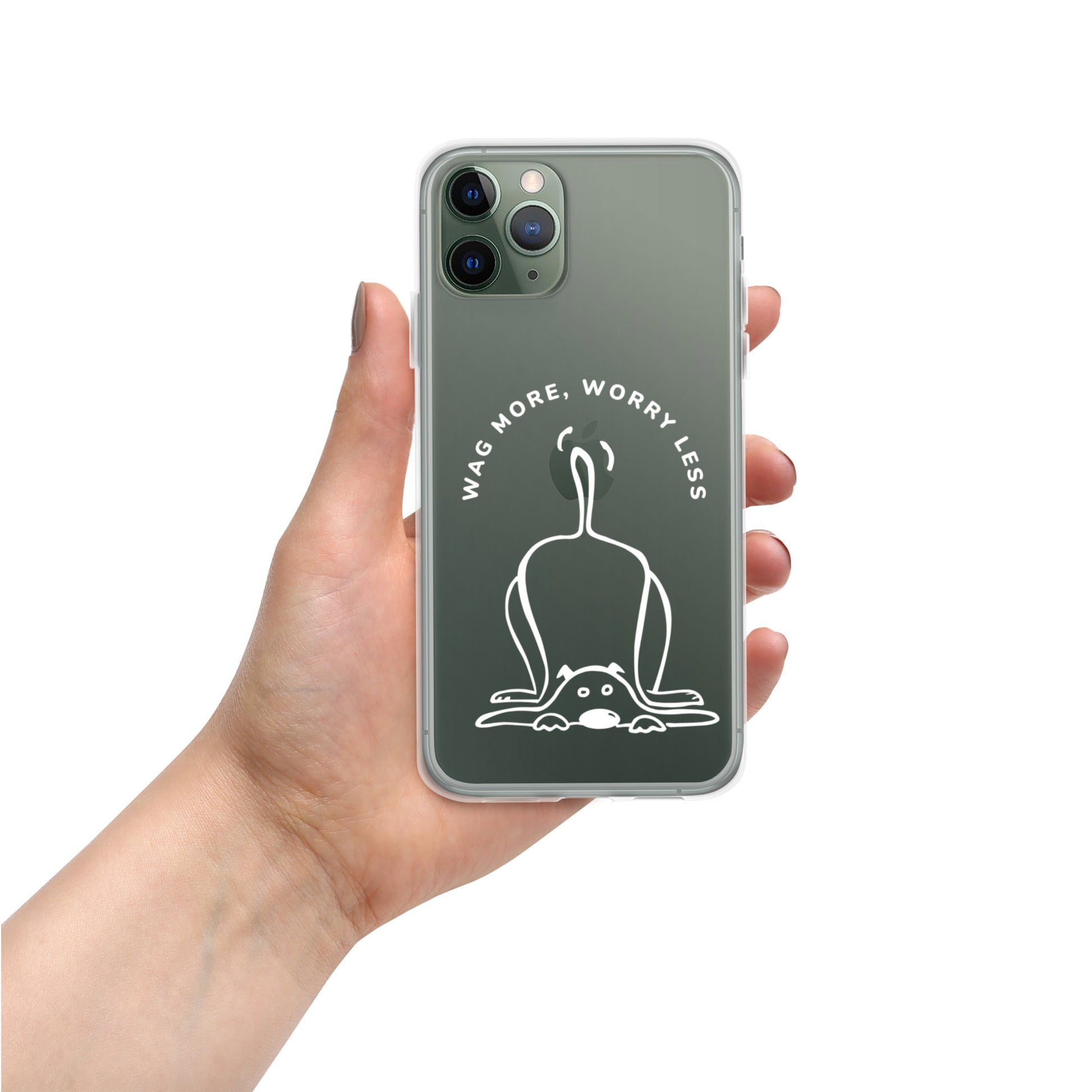 Black iPhone Wag More Clear Case For Dog Lover